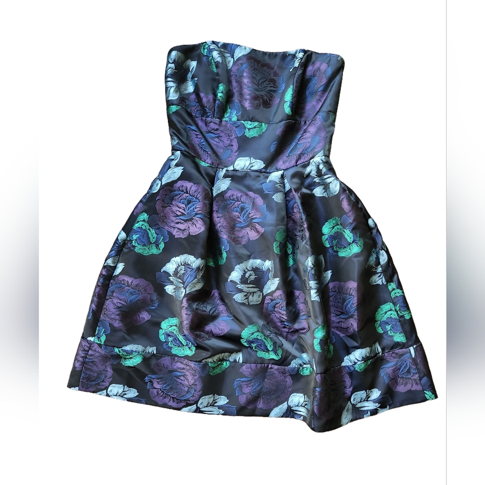Dessy Collection Dress - Dark Purple and Green Floral